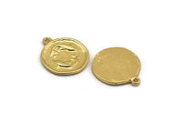 Gold Pisces Charm, 2 Gold Plated Brass Pisces Charms With 1 Loop (17x20mm) F-86