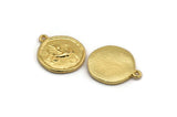 Gold Capricorn Charm, 2 Gold Plated Brass Capricorn Charms With 1 Loop (17x20mm) F-96