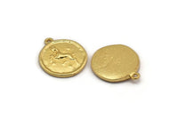Gold Aries Charm, 2 Gold Plated Brass Aries Charms With 1 Loop (17x20mm) F-91