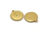 Gold Aries Charm, 2 Gold Plated Brass Aries Charms With 1 Loop (17x20mm) F-91