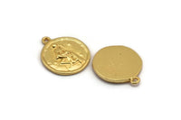 Gold Aquarius Charm, 2 Gold Plated Brass Aquarius Charms With 1 Loop (17x20mm) F-90