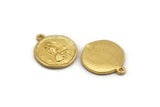 Gold Virgo Charm, 2 Gold Plated Brass Virgo Charms With 1 Loop (17x20mm) F-92