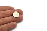 Silver Round Charm, 12 Antique Silver Plated Brass Tags With 1 Loop, Findings (16mm) Brs 89 A0221