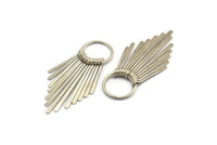 Silver Fringed Earring, Antique Silver Plated Brass Textured Fringed Trim Earring With 1 Loop, Pendants, Findings (62x20mm) E323 H1678