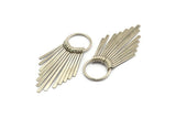 Silver Fringed Earring, Antique Silver Plated Brass Textured Fringed Trim Earring With 1 Loop, Pendants, Findings (62x20mm) E323 H1678