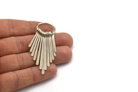 Silver Fringed Earring, Antique Silver Plated Brass Textured Fringed Trim Earring With 1 Loop, Pendants, Findings (62x20mm) E323 H1678