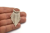Silver Fringed Earring, Antique Silver Plated Brass Textured Fringed Trim Earring With 1 Loop, Pendants, Findings (62x20mm) E323 H1678