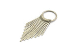 Silver Fringed Earring, Antique Silver Plated Brass Fringed Trim Earring With 1 Loop, Pendants, Findings (62x20mm) E293