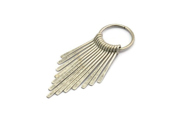 Silver Fringed Earring, Antique Silver Plated Brass Fringed Trim Earring With 1 Loop, Pendants, Findings (62x20mm) E293