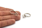 Claw Ring Blank, 2 Antique Silver Plated Brass 6 Claw Ring Blanks For Natural Stones N0103-16