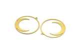 Brass Moon Charm, 4 Raw Brass Round Shaped Charms With 1 Loop, Round Charms, Pendants, Findings (32x30x0.60mm) A6279