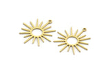 Brass Sun Charm, 24 Raw Brass Sun Charms With 1 Loop, Charm Pendants (26.5x24x0.80mm) A6459