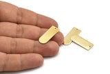 D Shape Blank, 4 Gold Plated Brass D Shape Blanks With 1 Hole, Charms, Pendants (26x10x1mm) D0590