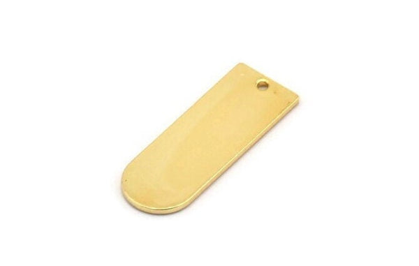 D Shape Blank, 4 Gold Plated Brass D Shape Blanks With 1 Hole, Charms, Pendants (26x10x1mm) D0590