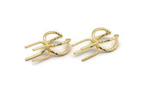 Claw Ring Setting - Gold Plated Brass 4 Claw Ring Blank For Natural Stones E655 H0945