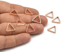 Rose Gold Triangle Charm, 15 Rose Gold Plated Brass Open Triangle Rings, Charms (14x0.8x2mm) Bs 1200