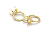 Claw Ring Blank, 2 Gold Plated Brass Ring Settings with 4 Claws, Ring Blanks N0105-16.5