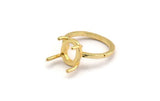 Claw Ring Blank, 2 Gold Plated Brass Ring Settings with 4 Claws, Ring Blanks N0105-16.5