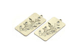 Silver Leaf Charm, 4 Antique Silver Plated Brass Rectangle Leaf Charms With 1 Loop, Charm Pendants (18x34x0.60mm) A4533