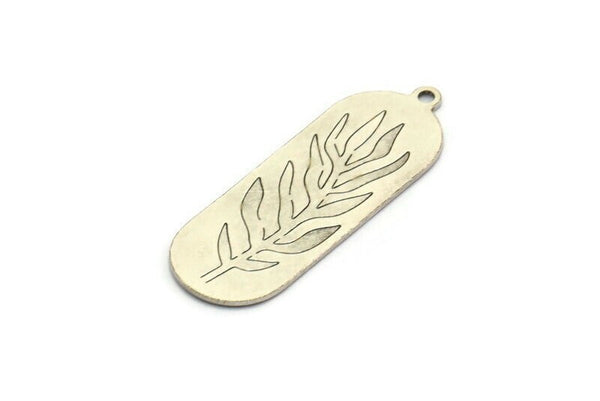 Silver Leaf Charm, 4 Antique Silver Plated Brass Oval Leaf Charms With 1 Loop, Charm Pendants (12x34x0.60mm) A4930