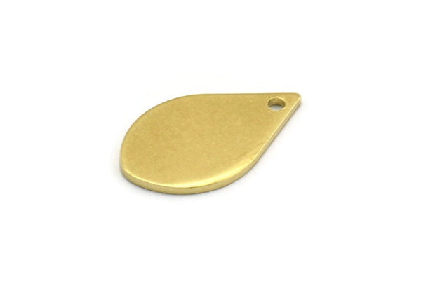 Brass Drop Charm, 12 Raw Brass Drop Charms With 1 Hole, Earrings, Findings (20x12x1mm) A6467