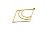Brass Diamond Charm, 6 Raw Brass Diamond Shaped Charms With 1 Loop, Pendant Findings (37.5x25x0.80mm) A6484