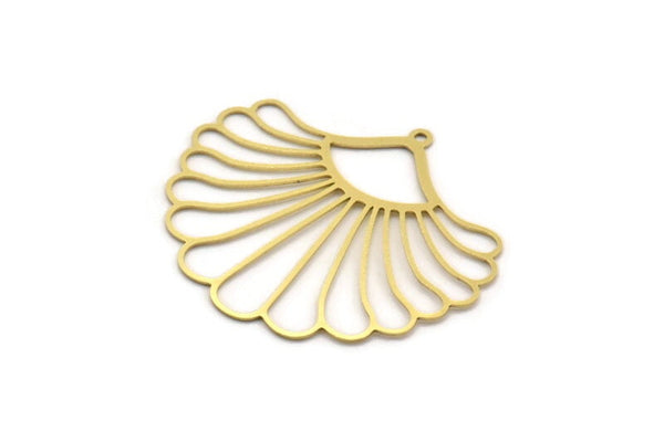 Brass Flower Charm, 2 Raw Brass Flower Charms With 1 Loop, Charm Pendants, Findings (40x46x0.60mm) A6350