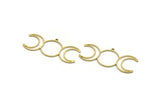 Brass Moon Charm, 12 Raw Brass Crescent Moon Charms With 1 Loop, Findings (45x20x0.80mm) A6343