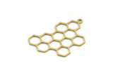 Brass Hexagon Charm, 24 Raw Brass Hexagon Shaped Charms With 1 Loop, Earring Findings, Geometric Charms (32x21x0.80mm) A6331