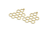 Brass Hexagon Charm, 24 Raw Brass Hexagon Shaped Charms With 1 Loop, Earring Findings, Geometric Charms (32x21x0.80mm) A6331