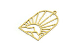 Brass Sun Charm, 4 Raw Brass Mountain Charms With 1 Loop, Sun Rising Charms, Findings (32x20x0.60mm) A6357