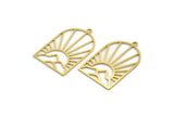 Brass Sun Charm, 4 Raw Brass Mountain Charms With 1 Loop, Sun Rising Charms, Findings (32x20x0.60mm) A6357