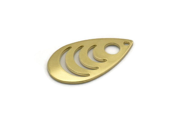Brass Drop Charm, 12 Raw Brass Drop Charms With 1 Hole, Findings (20x11x0.80mm) M03408
