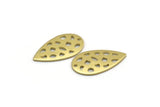 Brass Drop Charm, 12 Raw Brass Drop Charms With 1 Hole, Findings (20x11x0.80mm) M03407