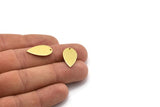 Brass Drop Charm, 12 Raw Brass Drop Charms With 1 Hole, Findings (20x11x0.80mm) M03397