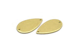 Brass Drop Charm, 12 Raw Brass Drop Charms With 2 Holes, Findings (20x11x0.80mm) M03401