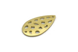 Brass Drop Charm, 12 Raw Brass Drop Charms With 2 Holes, Findings (20x11x0.80mm) M03403