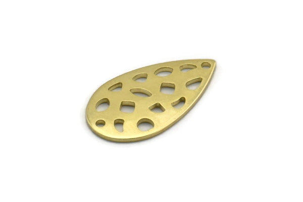 Brass Drop Charm, 12 Raw Brass Drop Charms With 2 Holes, Findings (20x11x0.80mm) M03403