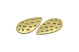 Brass Drop Charm, 12 Raw Brass Drop Charms With 2 Holes, Findings (20x11x0.80mm) M03403