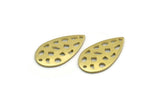 Brass Drop Charm, 12 Raw Brass Drop Charms With 2 Holes, Findings (20x11x0.80mm) M03403