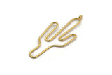 Wire Cactus Earring Findings, 2 Gold Plated Brass Wire Cactus Earring Findings, Jewelry Supplies, Findings, Charms (64x28x1mm) BS 1700 Q0111