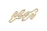 Wire Cactus Earring Findings, 2 Gold Plated Brass Wire Cactus Earring Findings, Jewelry Supplies, Findings, Charms (64x28x1mm) BS 1700 Q0111