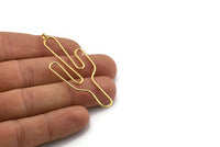 Wire Cactus Earring Findings, 2 Gold Plated Brass Wire Cactus Earring Findings, Jewelry Supplies, Findings, Charms (64x28x1mm) BS 1700 Q0111