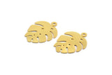 Gold Monstera Charm, 8 Gold Plated Brass Monstera Leaf Charms With 1 Loop, Findings (20x14x0.40mm) F123