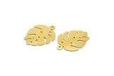 Gold Monstera Charm, 8 Gold Plated Brass Monstera Leaf Charms With 1 Loop, Findings (20x14x0.40mm) F123
