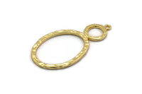 Gold Ring Pendant, Gold Plated Brass Oval Ring Pendant With 1 Loop, Earrings, Charms, Findings (48x25x1.6mm) U137