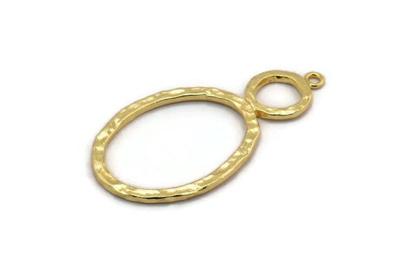 Gold Ring Pendant, Gold Plated Brass Oval Ring Pendant With 1 Loop, Earrings, Charms, Findings (48x25x1.6mm) U137