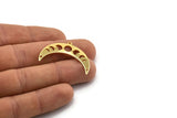 Gold Moon Charm, 2 Gold Plated Brass Moon Phases Charms With 1 Loop And 2 Holes (36x12x0.80mm) M01449