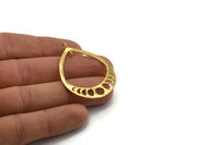 Gold Drop Earring, Gold Plated Brass Textured Moon Phases Drop Charm With 2 Loops, Charms, Pendants, Findings (47x34x1mm) R089