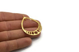 Gold Drop Earring, Gold Plated Brass Textured Moon Phases Drop Charm With 2 Loops, Charms, Pendants, Findings (47x34x1mm) R089